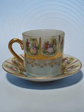 Vintage Teacup and Saucer with Gold Accents